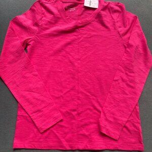 Long-sleeve crewneck girlfriend tee, J.Crew, pink, size M